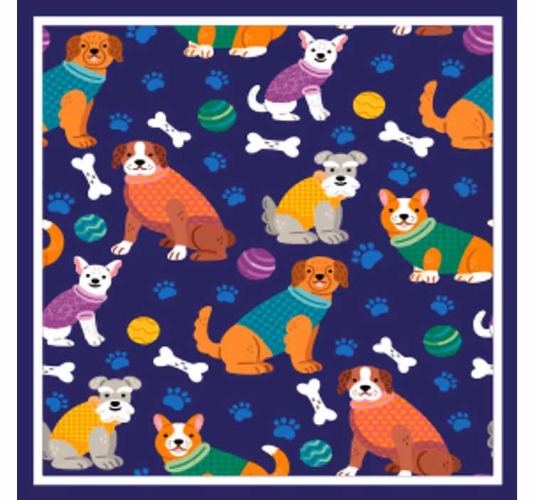 İsimli bardak altlığı renkli köpek desenleri - TenStickers