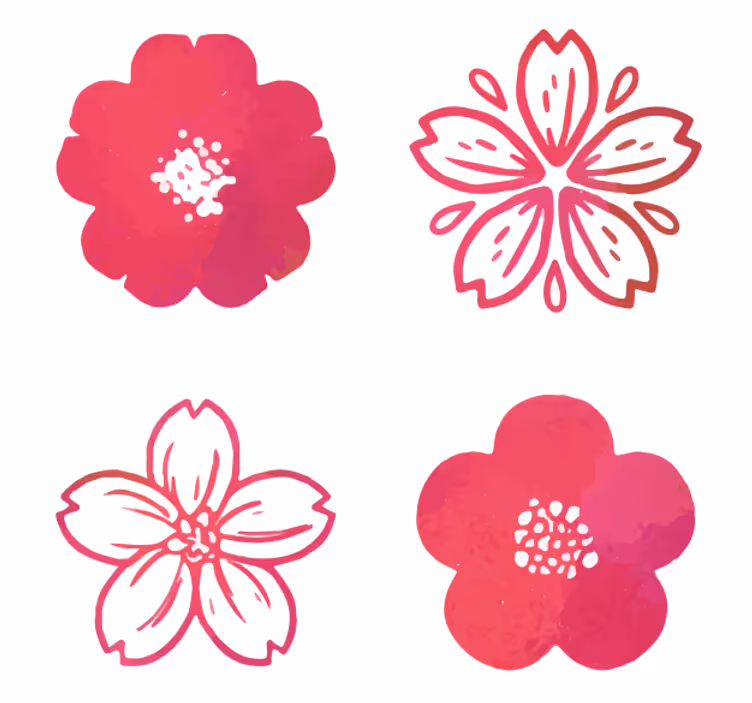 Kırmızı kiraz çiçeği modern coaster - TenStickers