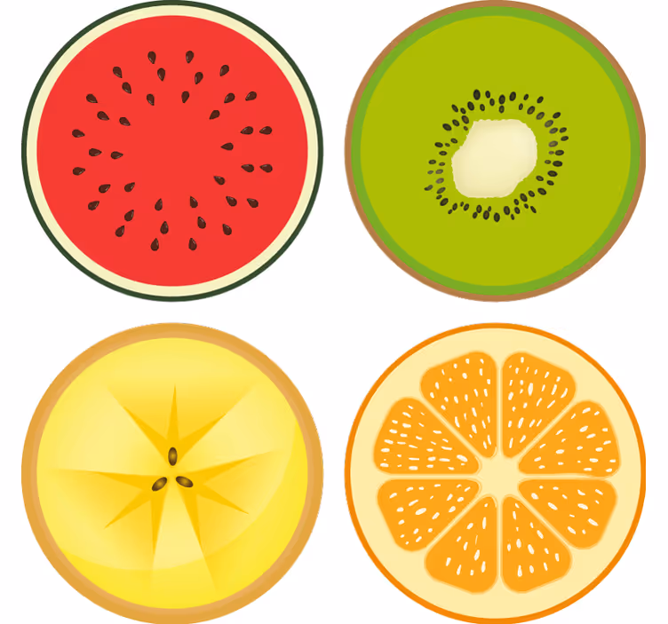 Modern bardak altlığı meyve dilimi bardak altlığı seti - TenStickers