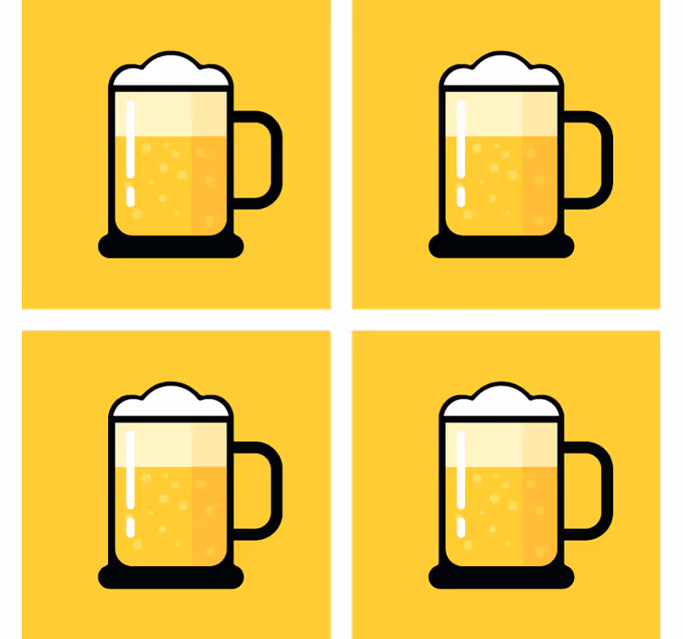 Bira bardak altlığı sarı bira mug İllüstrasyonu - TenStickers