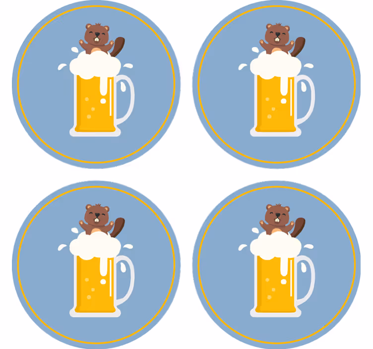 Bira bardak altlığı neşeli kunduz kupa - TenStickers