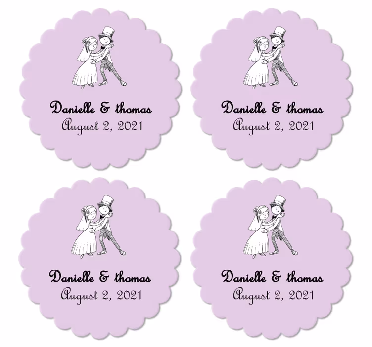 Kalpler düğün coaster ile öpüşme nişanlısı - TenStickers