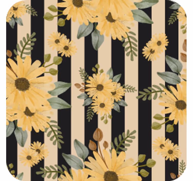 Floral Çizgili desenli bardak altlığı - TenStickers