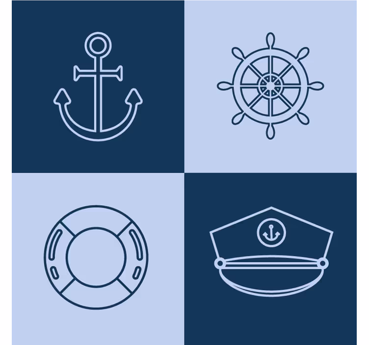 Modern bardak altlığı - demirleme ve deniz sembolleri - TenStickers