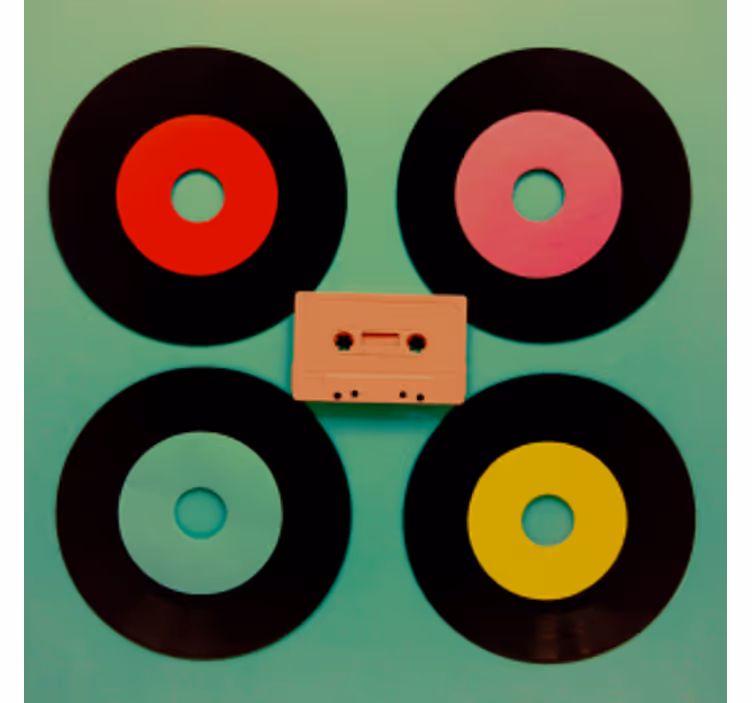 Ucube bardak altlığı retro vinil plak seti - TenStickers