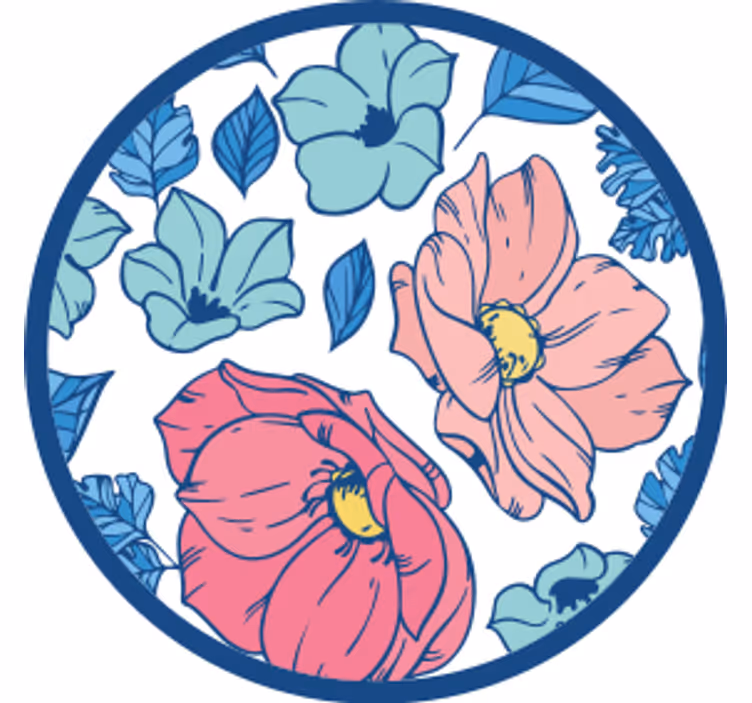 Modern bardak altlığı Çiçek desenli daire - TenStickers