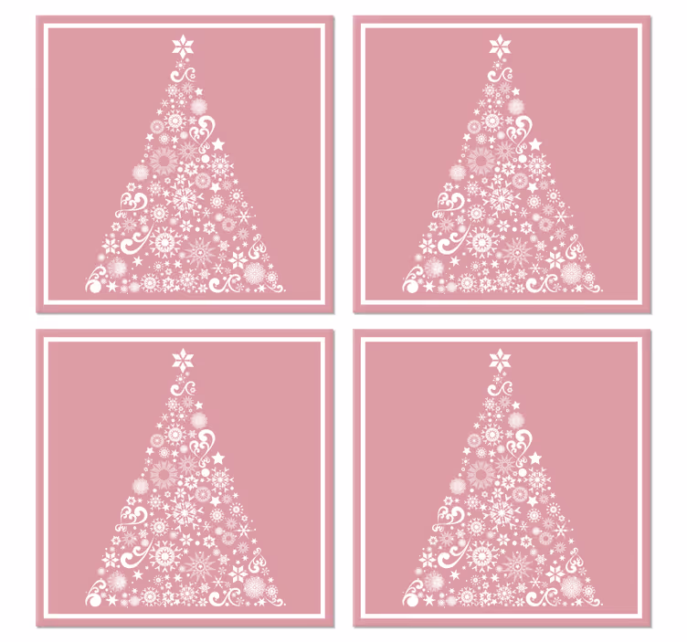 Pembe noel treni üzerinde şenlikli ağaç - TenStickers