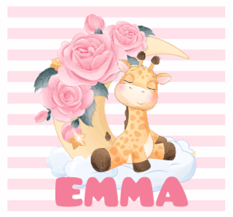 Giraffe with floral crescent isimli bardak altlığı - TenStickers