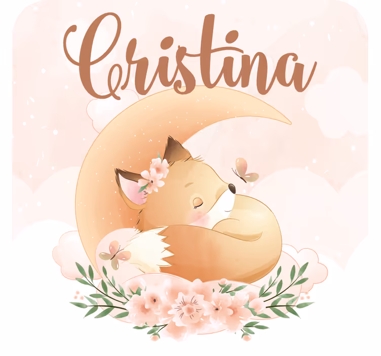 Uyuyan tilki Çiçekli İsimli bardak altlığı - TenStickers