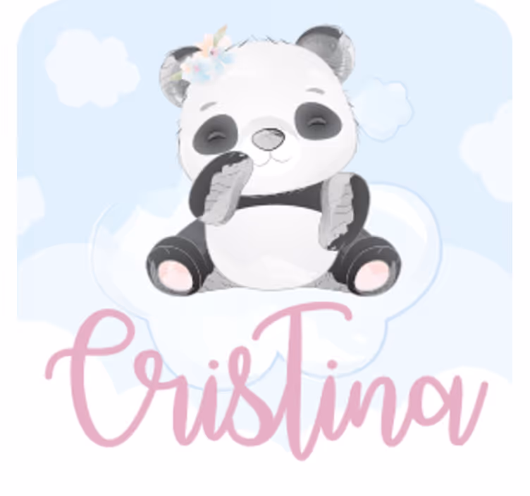 İsimli bardak altlığı - sevimli panda karakteri - TenStickers