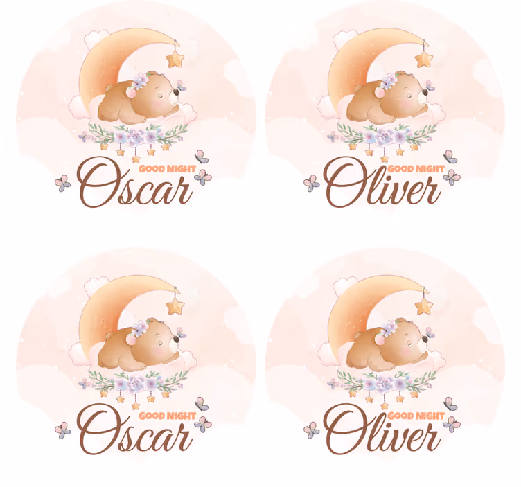 Isim altlıkları olan çocuk için sevimli ayı - TenStickers