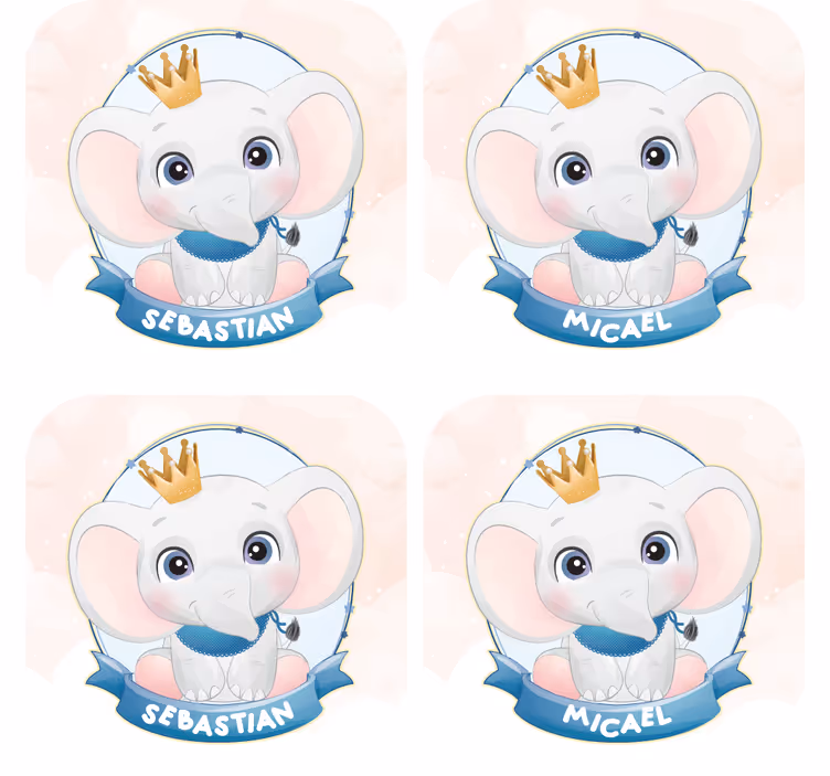 İsimli bardak altlığı fil karakter portreleri - TenStickers