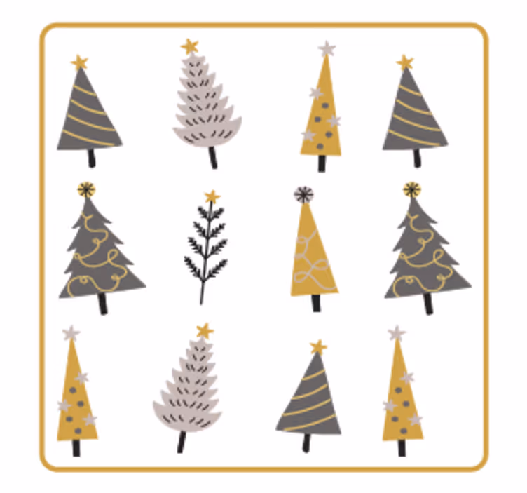 Noel bardak altlığı - stilize noel ağaçları - TenStickers
