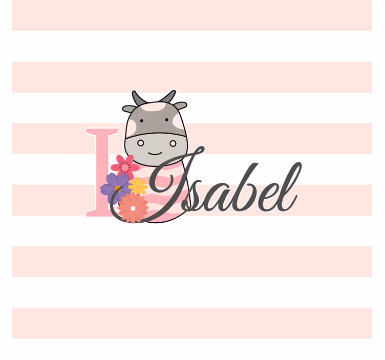 İsimli bardak altlığı Çiçekli İnek tasarımı - TenStickers