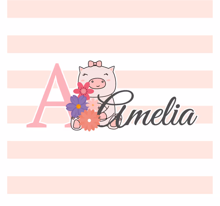 Playful piglet with flowers isimli bardak altlığı - TenStickers