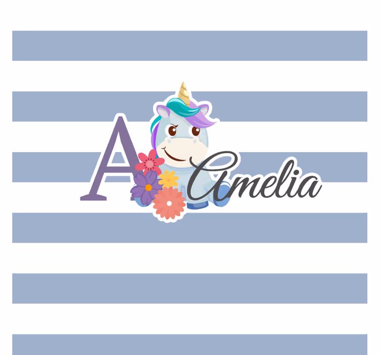 Unicorn ve Çiçekli İsimli bardak altlığı - TenStickers