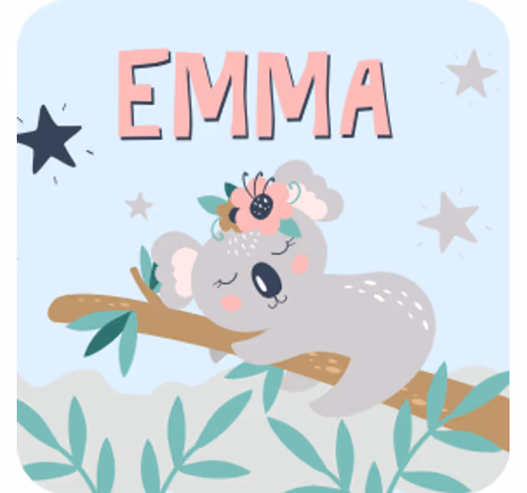 Sevimli koala İllüstrasyonlu İsimli bardak altlığı - TenStickers
