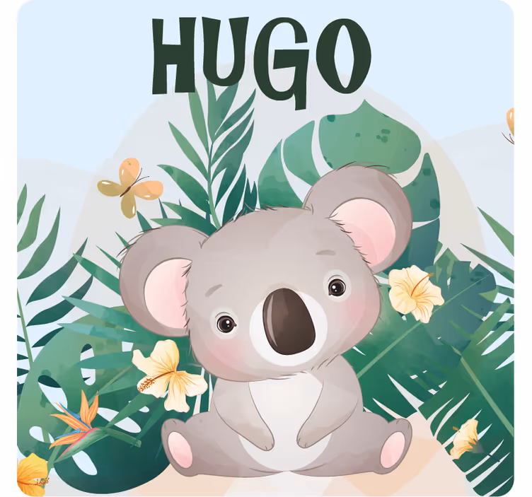 İsimli bardak altlığı sevimli koala sanatı - TenStickers