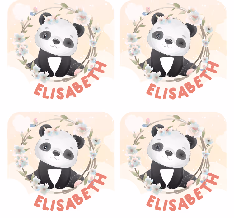 Panda desenli İsimli bardak altlığı - TenStickers