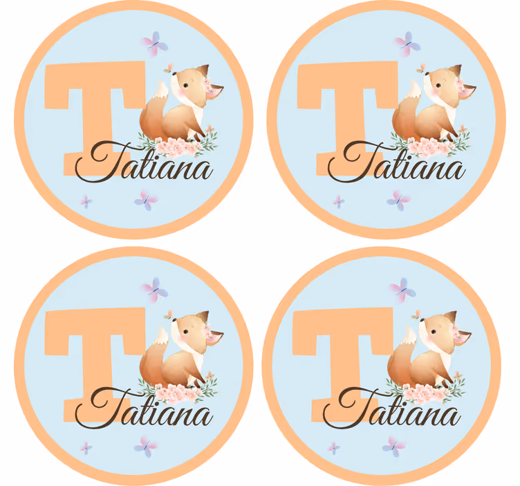 İsimli bardak altlığı - Şirin tilki tasarımı - TenStickers