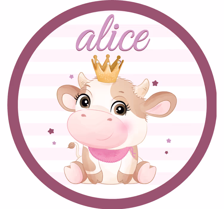 Sevimli İnek karakterli İsimli bardak altlığı - TenStickers