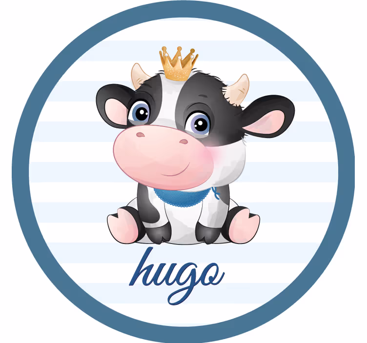 Sevimli İnek İllüstrasyonlu İsimli bardak altlığı - TenStickers