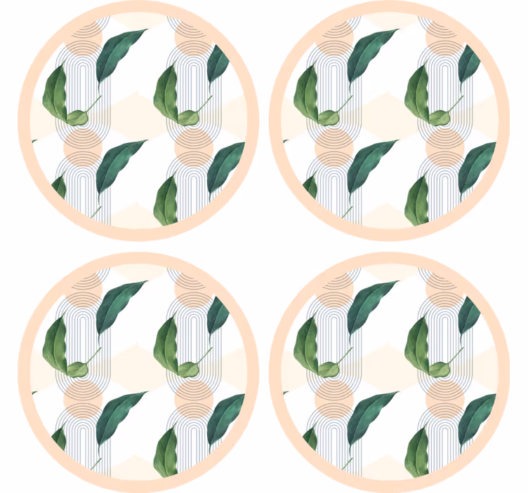 Modern bardak altlığı yapraklı geometrik desen - TenStickers