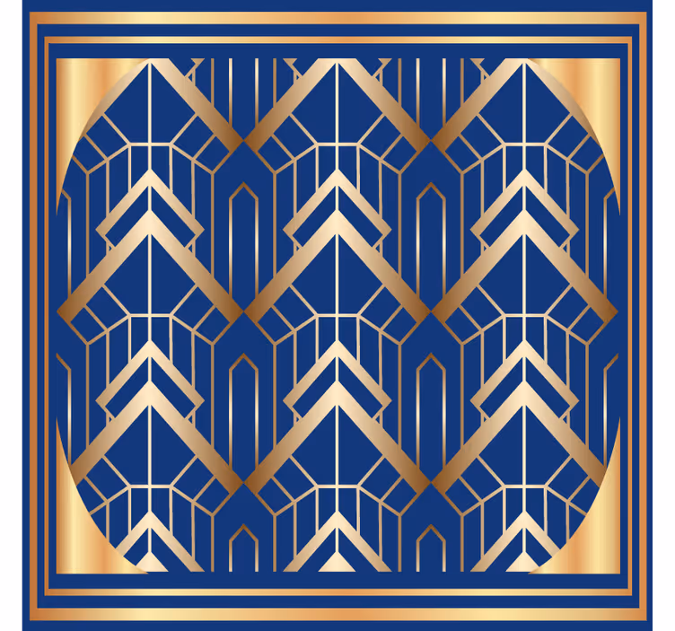 Modern bardak altlığı geometrik mavi ve altın desen - TenStickers