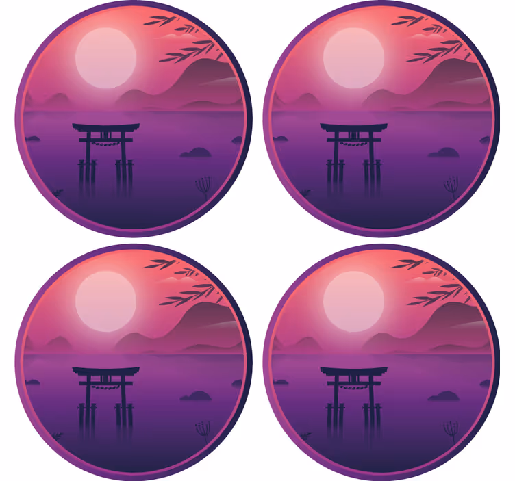 Japon mor manzara bağbozumu coaster - TenStickers