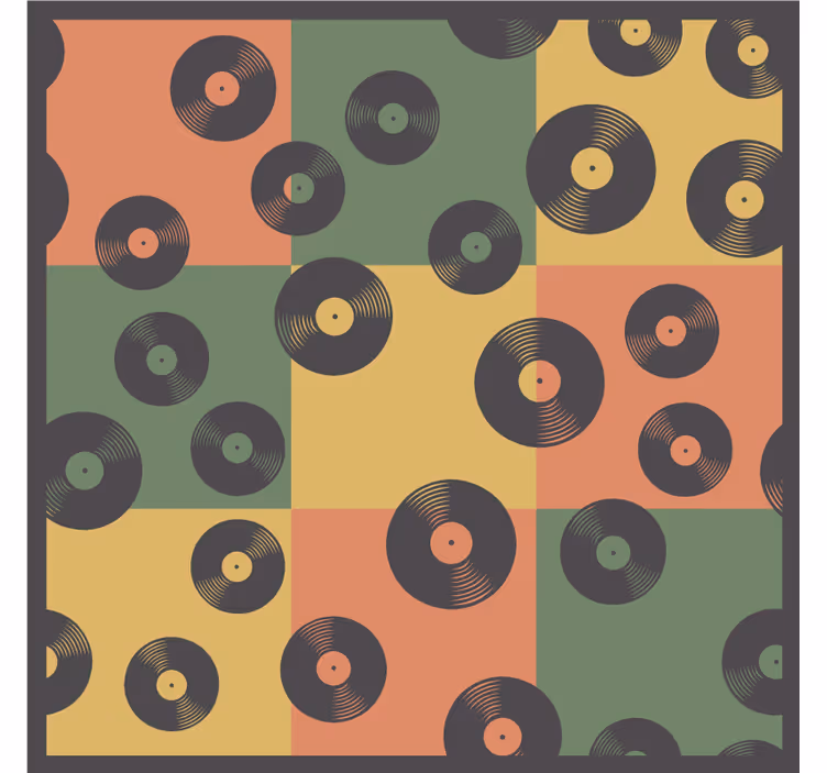 Renkli vinil plak deseni vintage coaster - TenStickers