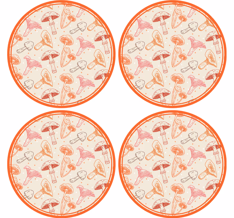 Sulu boya mantar desen modern coaster - TenStickers