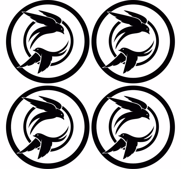 Siyah beyaz kırlangıç kuşlar modern coaster - TenStickers
