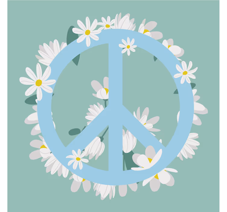 Cümle bardak altlığı papatyalarla Çevrili barış sembolü - TenStickers