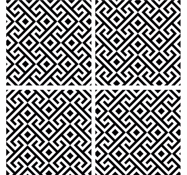 Bardak altlığı siyah beyaz geometrik desen - TenStickers