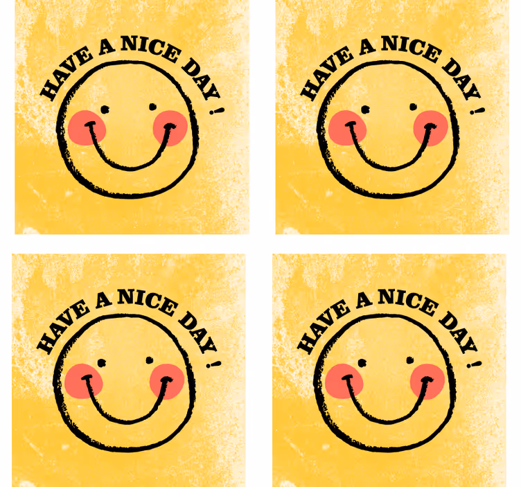 Cümle bardak altlığı neşeli gülümseme ile selam - TenStickers