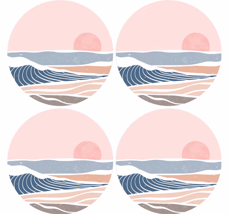 Bardak altlığı nazik dalgalar ve güneşin doğuşu - TenStickers