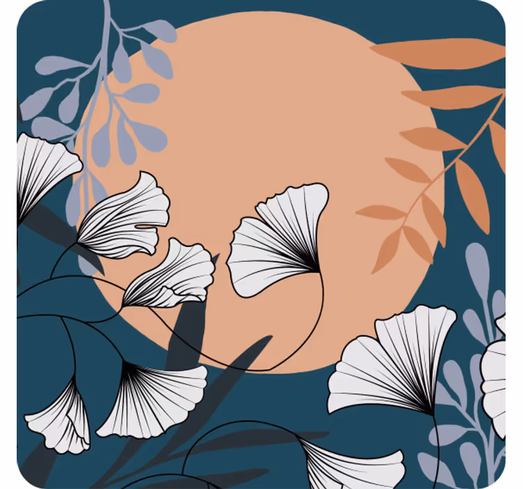Modern bardak altlığı ginkgo deseni - TenStickers