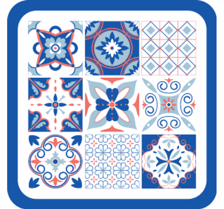 Mavi "granada" tarzı kiremit bardak altlıkları - TenStickers