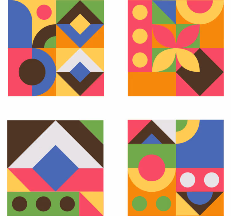 Bardak altlığı renkli geometrik Şekiller - TenStickers