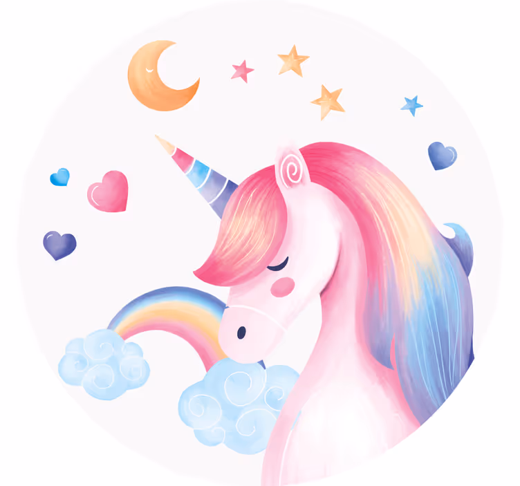 Ucube bardak altlığı - eğlenceli tekboynuz İllüstrasyonu - TenStickers