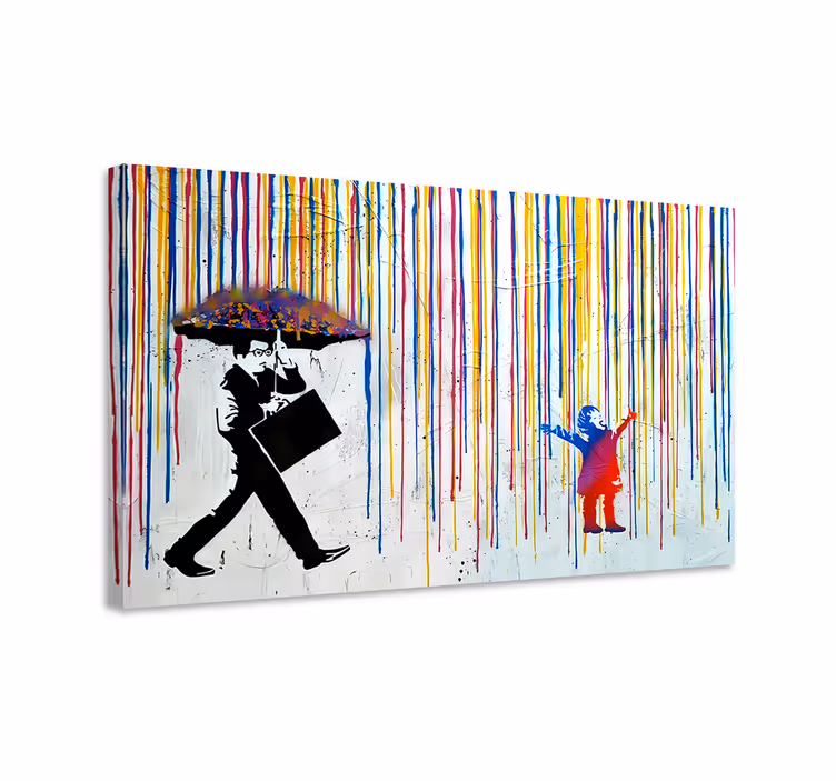 Renkli yağmur sanat tablo - TenStickers