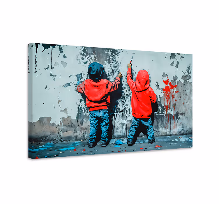 Resim yapan çocuklar sanat tablo - TenStickers