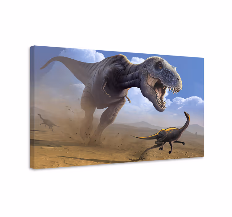 T-rex avcılığı dinozor kanvas tablo - TenStickers