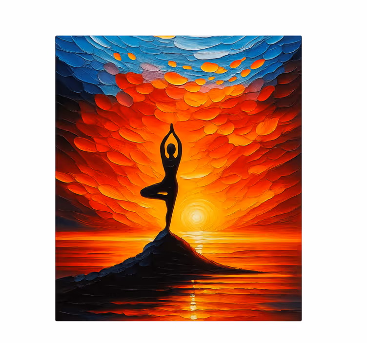 Güneşle yoga mozaiği spor kanvas tablo - TenStickers