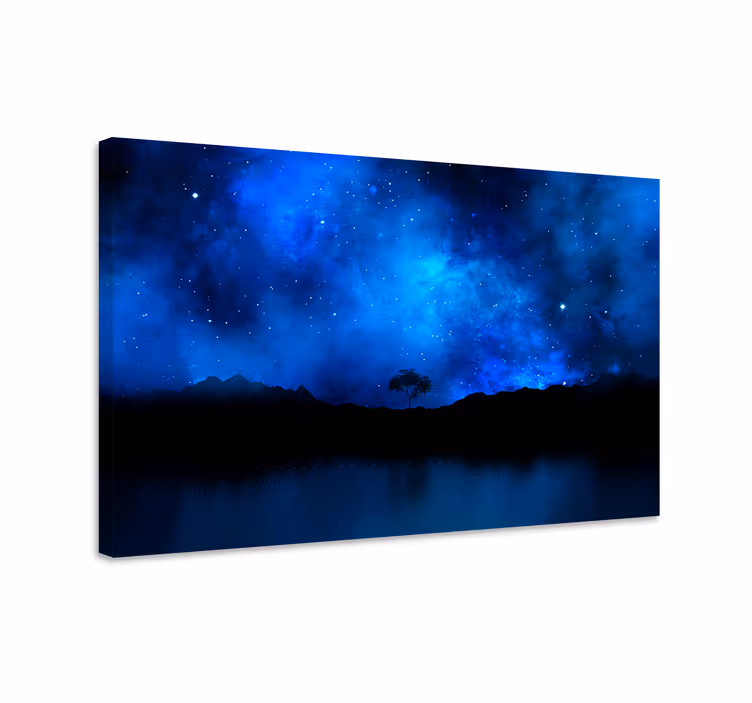 Mavi tablo yıldızsal nebula manzarası - TenStickers