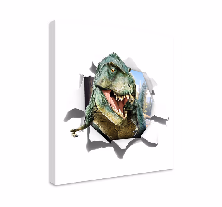 Dinozor kanvas tablo 3d öfkeli t-rex - TenStickers