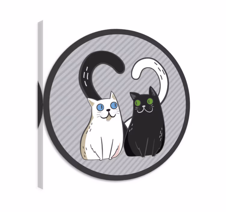 Kediler kanvas tablo - renkli gözlü iki kedi halısı - TenStickers