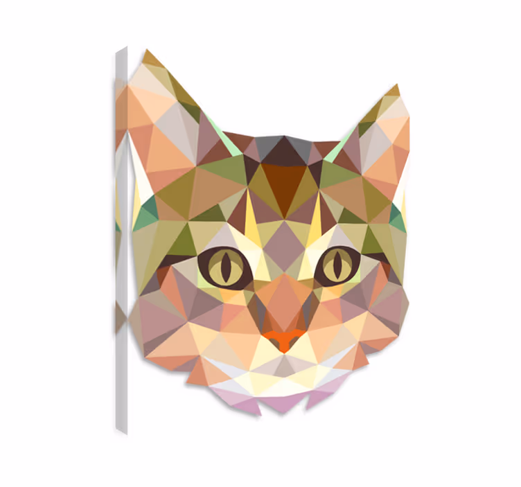 Kediler kanvas tablo geometrik kedi yüzü duvar stickerı - TenStickers