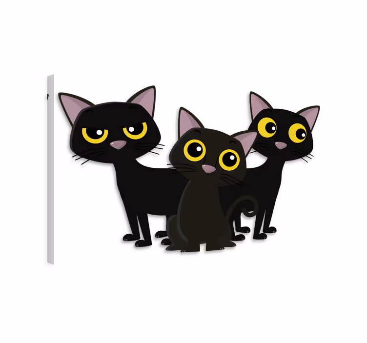 Kediler kanvas tablo siyah kediler - TenStickers