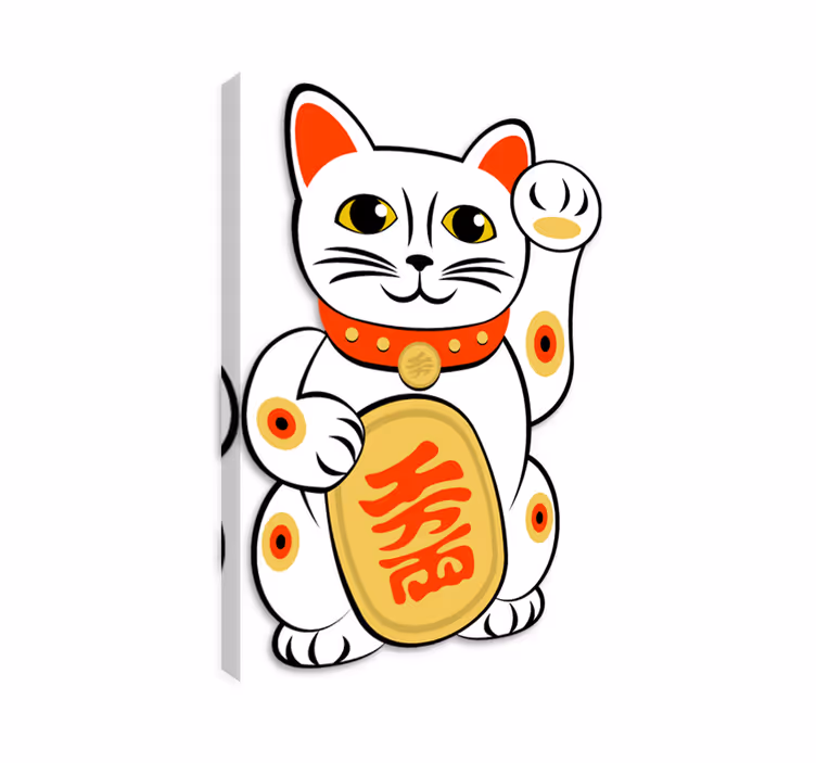 Kediler kanvas tablo - Çinli kedi dekoratif vinil - TenStickers